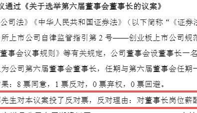 52岁董事长投票反对自己连任：不满意薪酬！