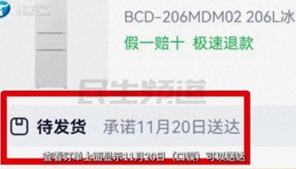 消费者11.11元秒杀小米冰箱遭拒发，客服回应：系统配置错误，补偿30元！